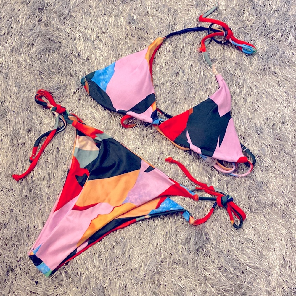 3 Piece String Rectangle Bikini Set X-Large With … - image 3